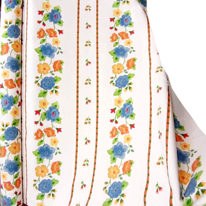 Tela flores naranjas y azules 280