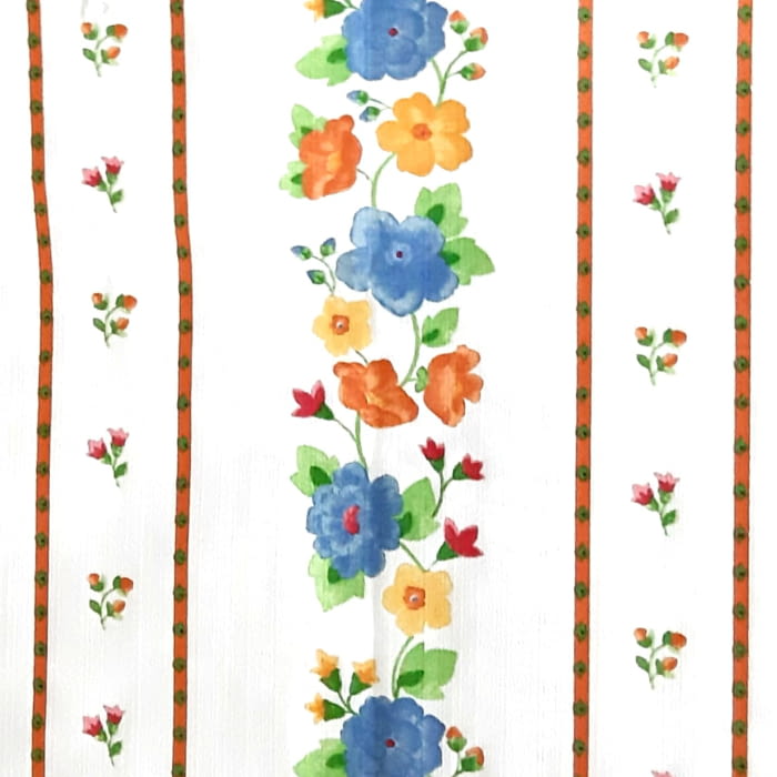 Tela flores naranjas y azules 280 - 2