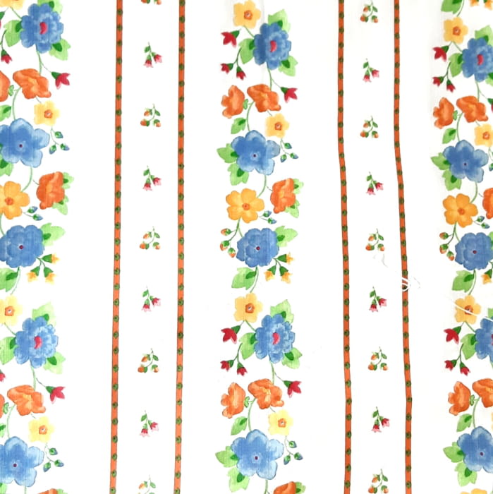 Tela flores naranjas y azules 280 - 4