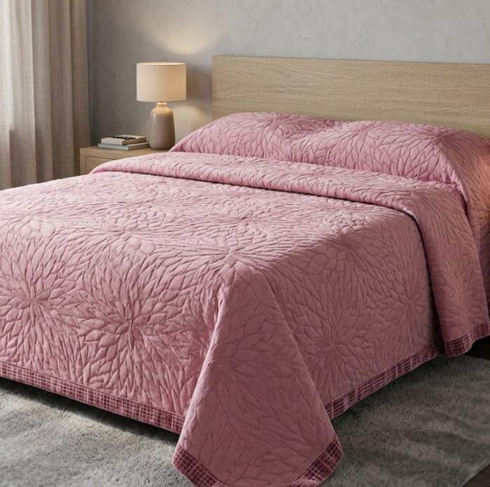 Colcha piqué rosa. 230 x 260 cm. - 2