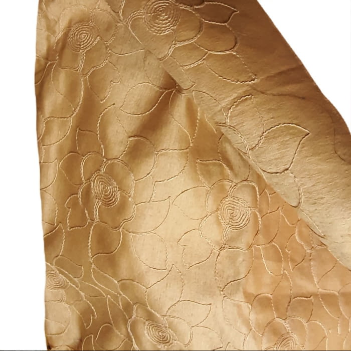 Tela Tapicería flores bordada amarillo oro 140 - 1