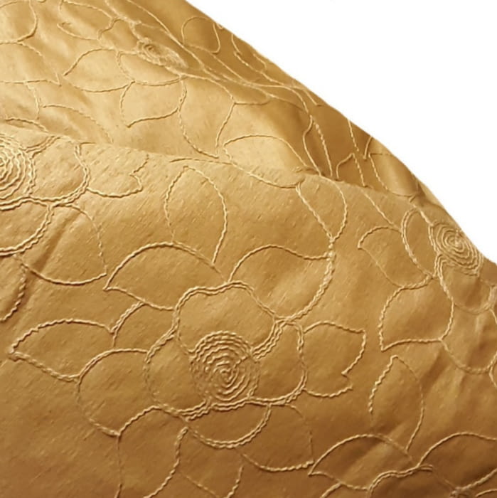 Tela Tapicería flores bordada amarillo oro 140 - 2