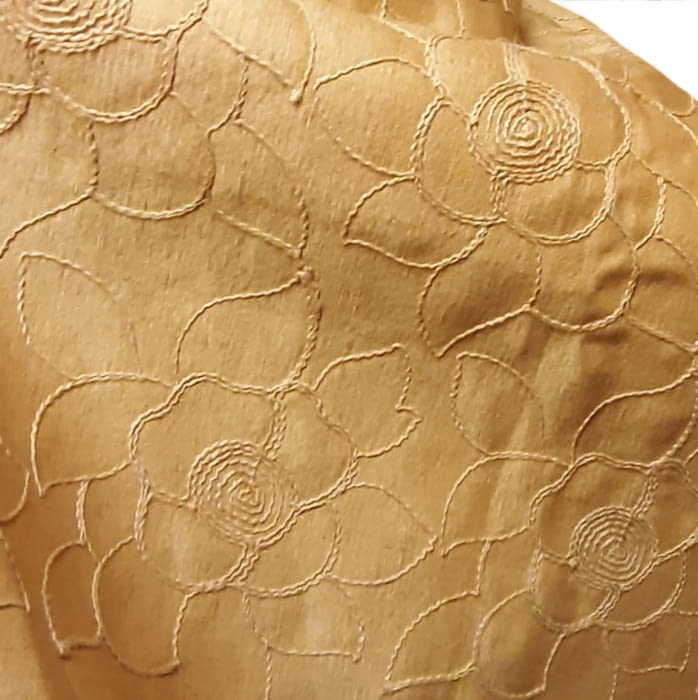 Tela Tapicería flores bordada amarillo oro 140 - 3