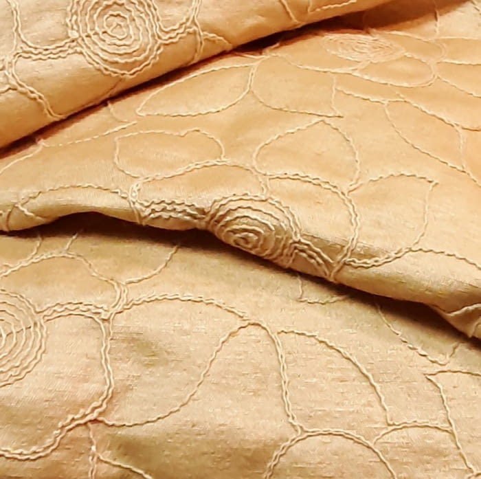 Tela Tapicería flores bordada amarillo oro 140 - 4