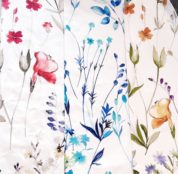 Telas flores Poesía: azul, rosa o amarillo 280