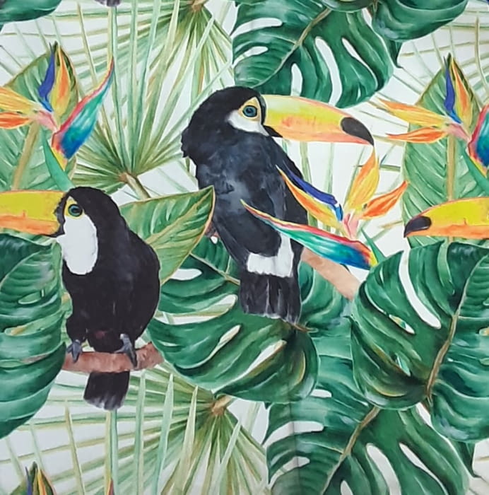 Telas teflonadas de exterior tucán y rayitas 160 - 2