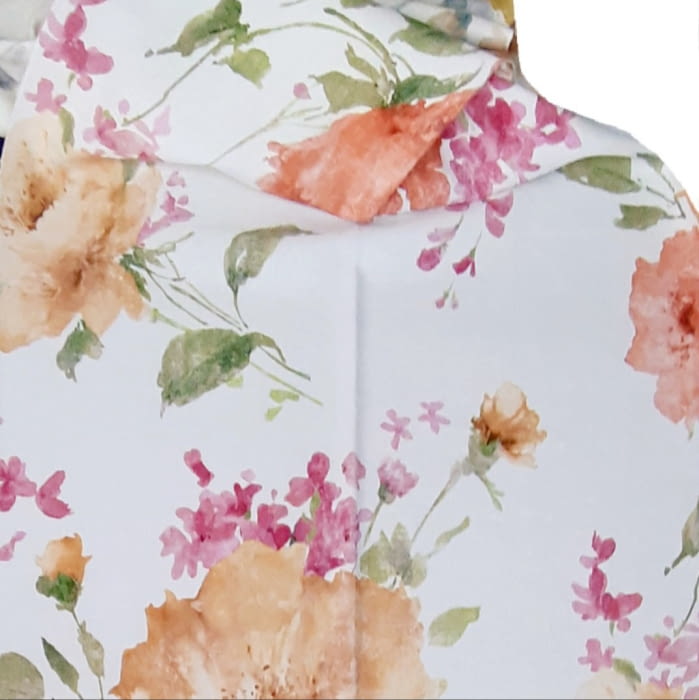 Tela lino flores grandes rosa 280