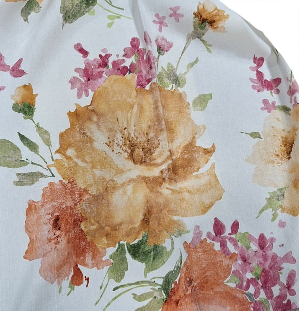 Tela lino flores grandes rosa 280 - 4