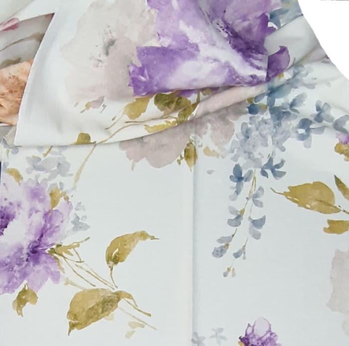 Tela lino flores grandes morado 280 - 1