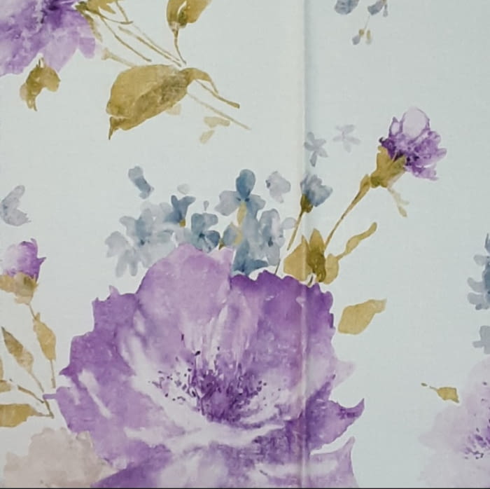 Tela lino flores grandes morado 280 - 2