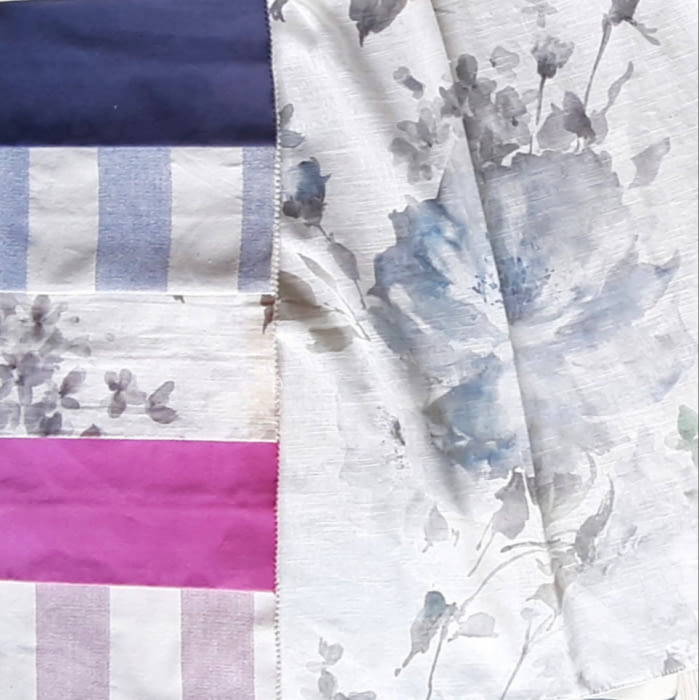 Tela visillo lino flores y coordinados rayas