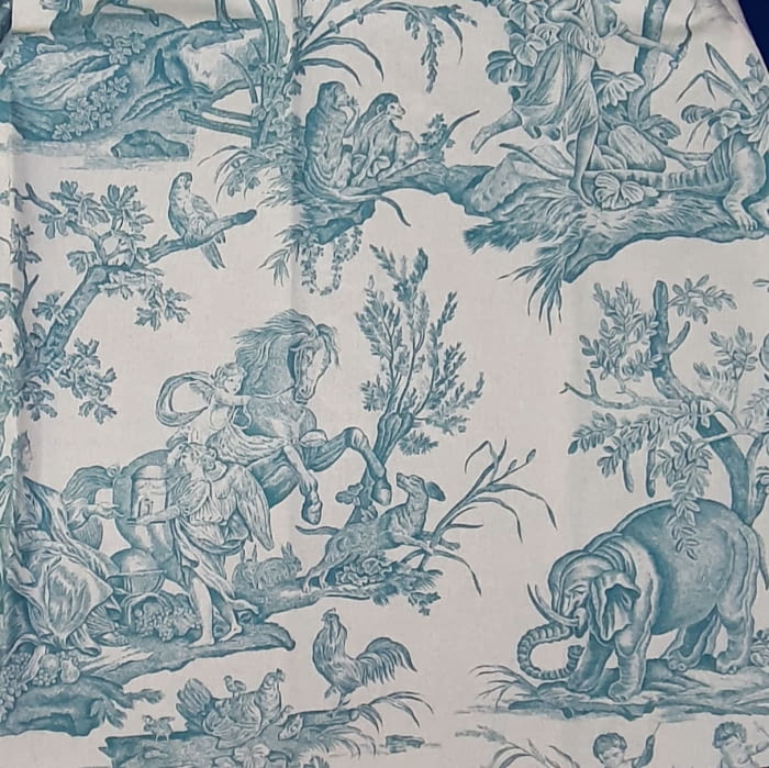 Tela loneta toile de jouy elefantes verde 280 - 1