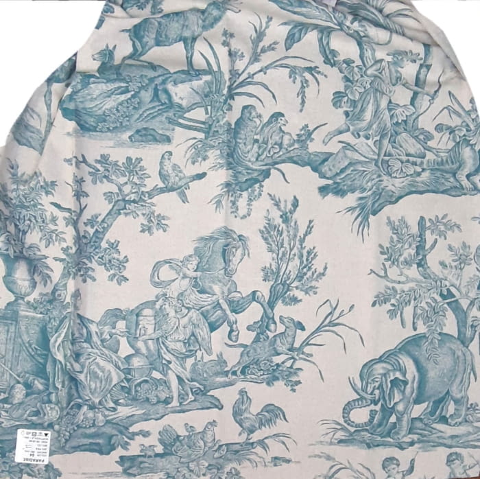 Tela loneta toile de jouy elefantes verde 280 - 3