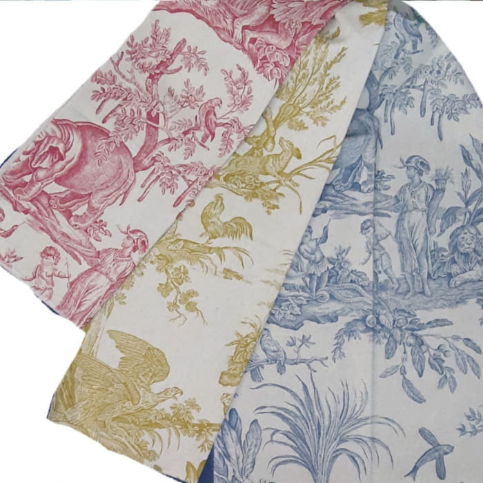 Tela loneta toile de jouy elefantes verde 280 - 5