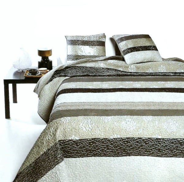 Colcha boutie Pachwork Rayas Plata
