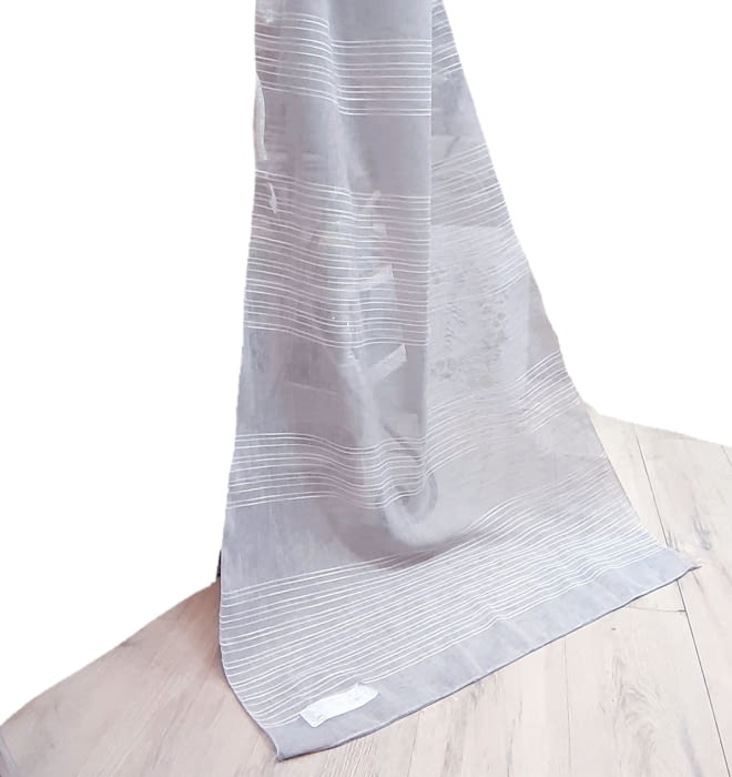Tela visillo gris rayitas horizontales blancas 300 - 3
