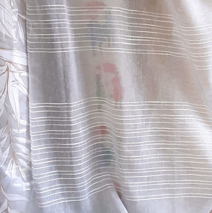 Tela visillo gris rayitas horizontales blancas 300 - 5