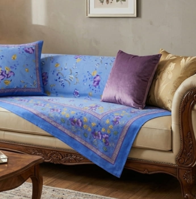 Colcha multiusos India azul con flores. 235 x 270 - 2