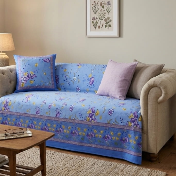 Colcha multiusos India azul con flores. 235 x 270 - 4