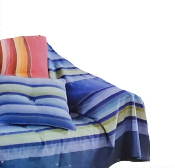 Colcha multiusos azul rayas verdes. Cama 90 - 5