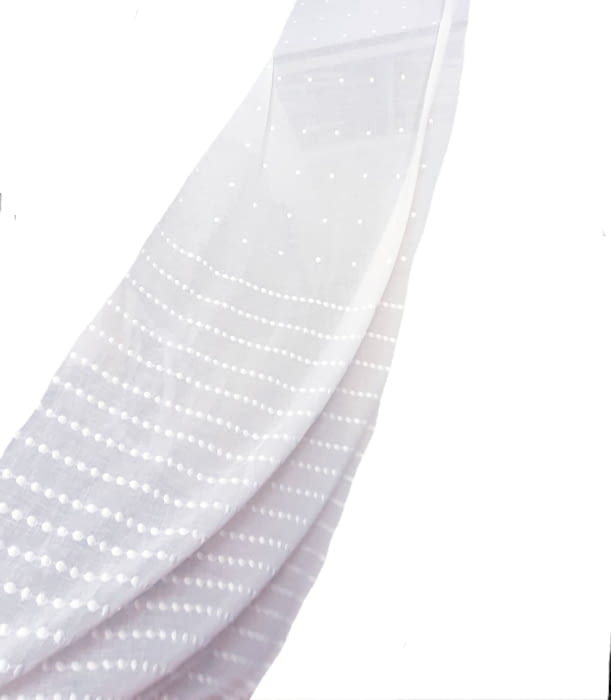 Tela visillo bajo topitos blanco 300