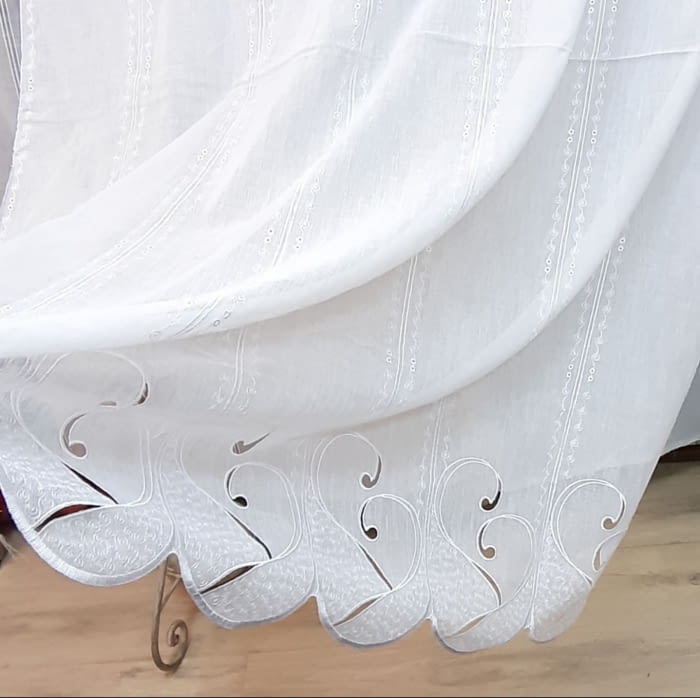 Tela visillo blanco con presillas y ondas 120 x 150 - 1