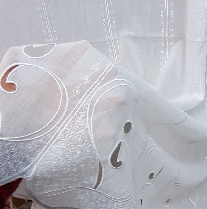 Tela visillo blanco con presillas y ondas 120 x 150 - 3