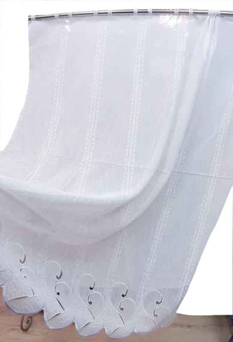 Tela visillo blanco con presillas y ondas 120 x 150 - 4