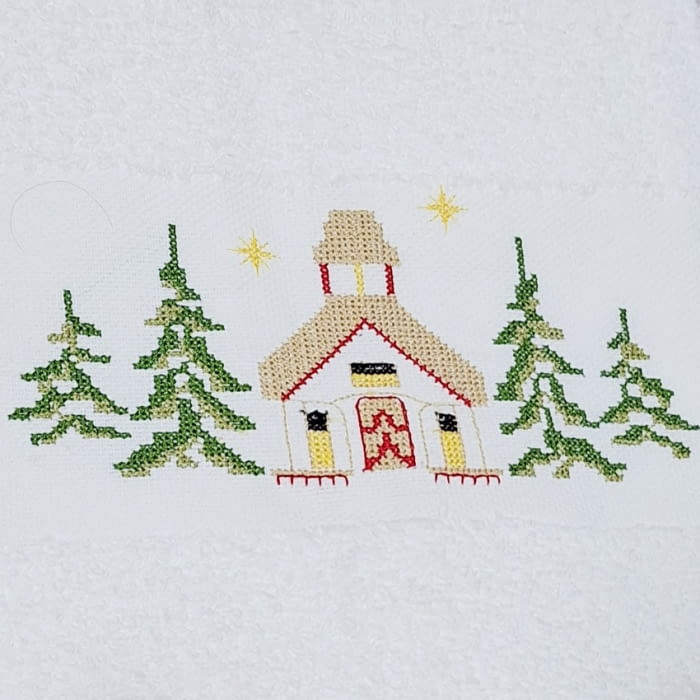 Toalla de lavabo punto de cruz casita - 2