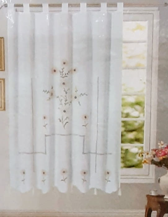 Cortinas bordadas flor azul - 2