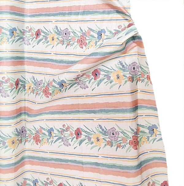 Tela flores y rayas pastel 150 - 5