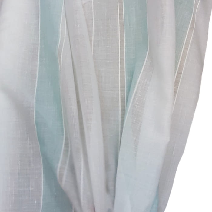 Tela visillo lino rayas turquesa 300 - 2