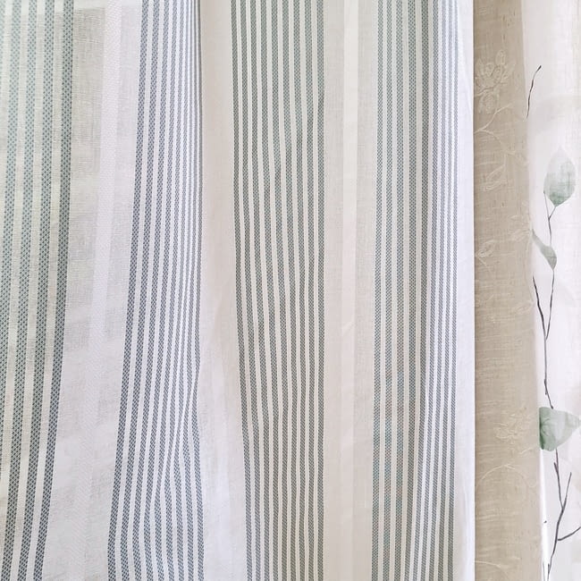 Tela visillo rayitas azul 300