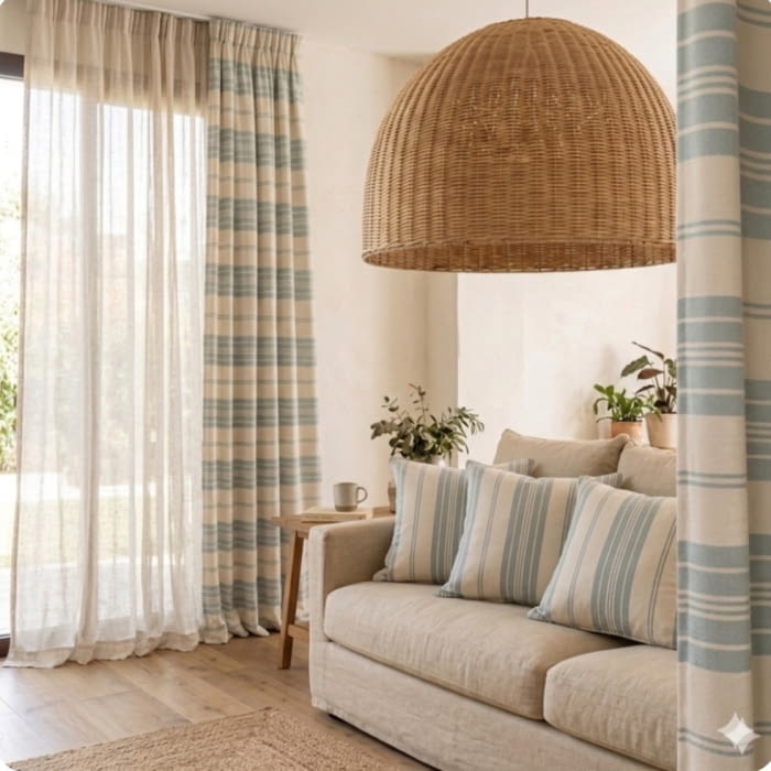 Tela algodón rayas verde agua 280 - 1