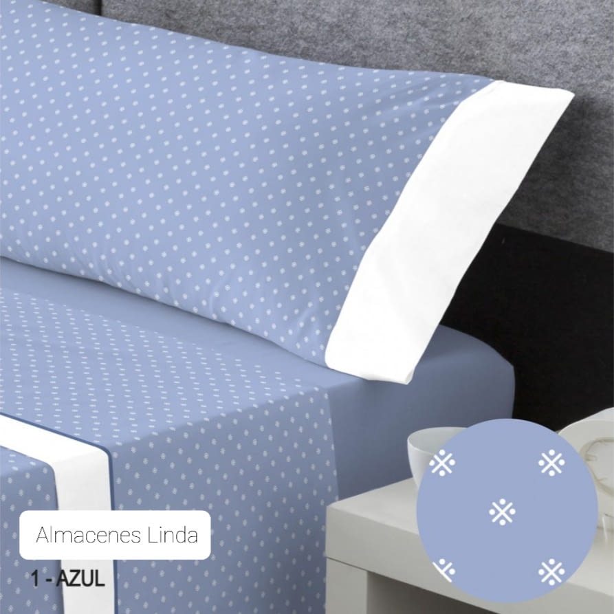 Juegos de sábanas hostelería azul, algodón T12