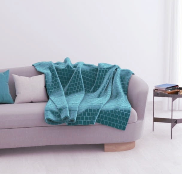 Manta fina cama azul verdoso