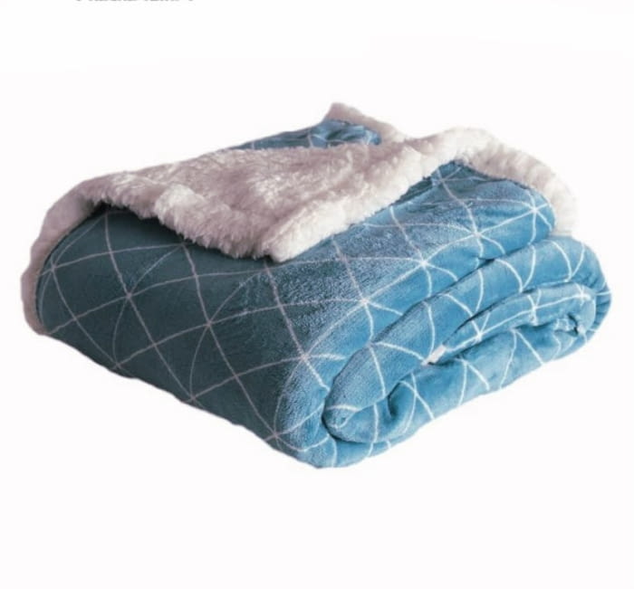 Manta sherpa rombos azul