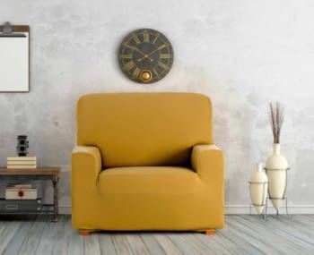 Fundas sillón de chenilla rústica amarillo oro