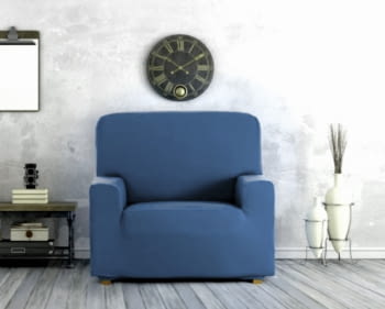 Fundas de sillón de chenilla rústica azul