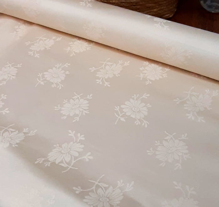 Tela adamascada flores beige - 4