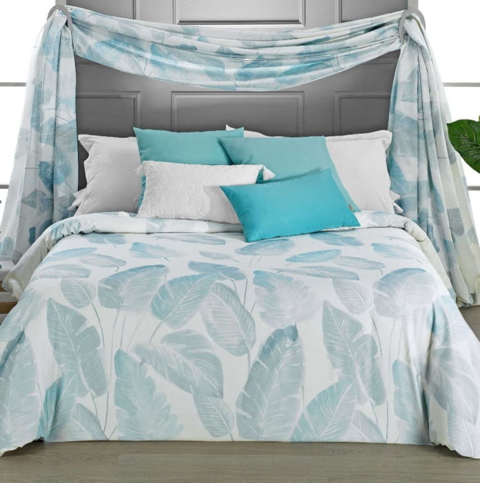 Fundas nórdicas hojas grandes azul