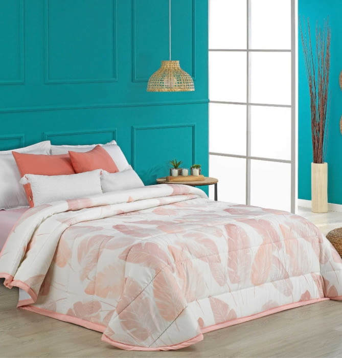 Fundas nórdicas hojas grandes rosas