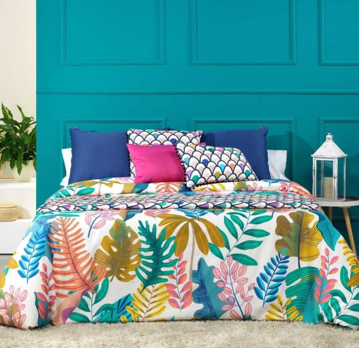 Fundas nórdicas hojas grandes colores