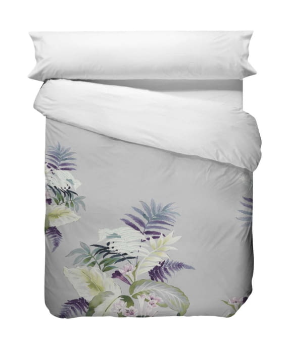 Fundas nórdicas gris flor grande - 1