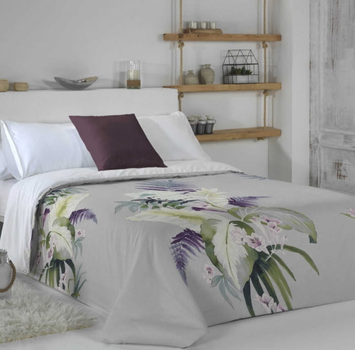 Fundas nórdicas gris flor grande - 2