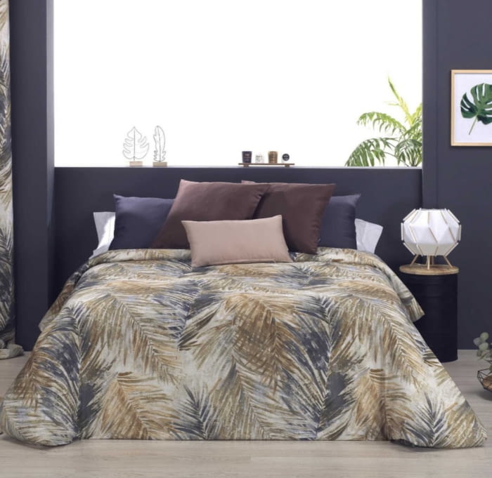 Fundas nórdicas hojas palmera ocre