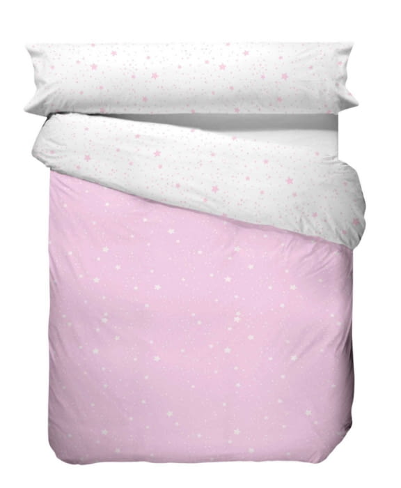 Fundas nórdicas reversibles estrellas rosas