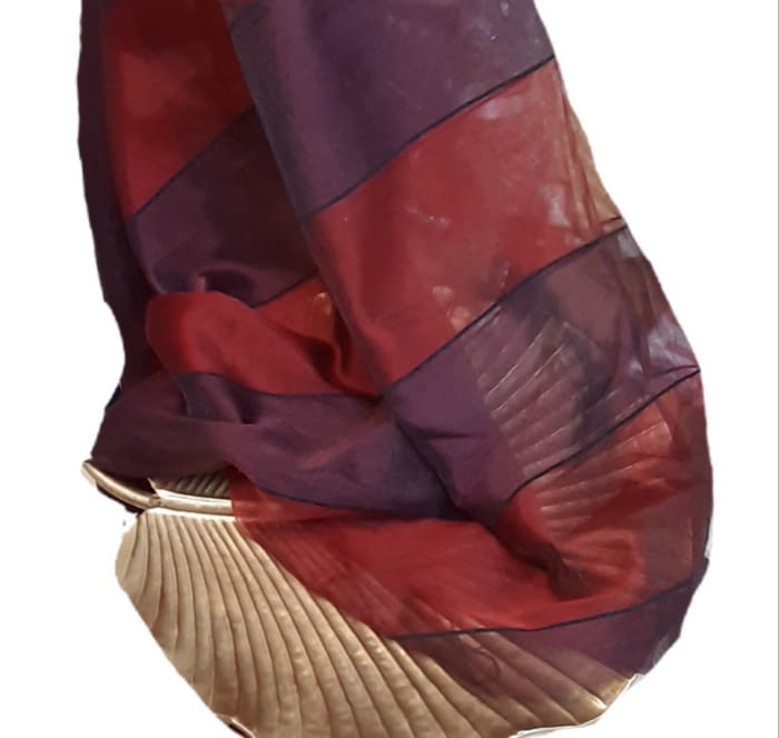 Tela Visillo organza rayas berenjena granate - 4