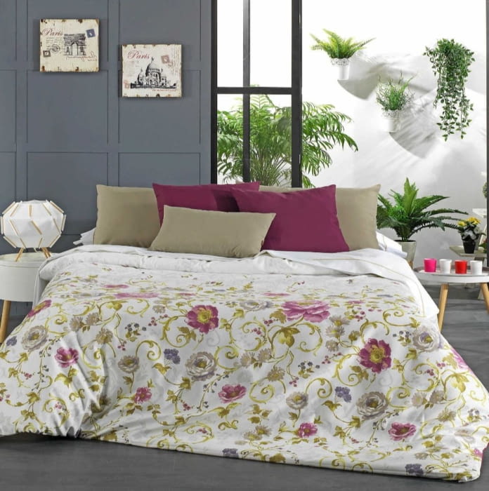 Fundas nórdicas flores violetas y verde