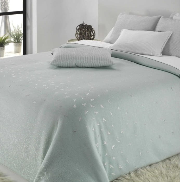 Fundas nórdicas verde agua y plata